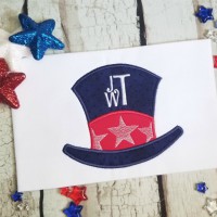 Fourth of July Hat Applique Design Satin Stitch